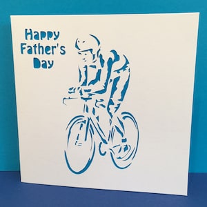 Carte fête des pères à vélo - cycliste - carte vélo - carte vélo - carte papier découpé - papa - voeux fait main