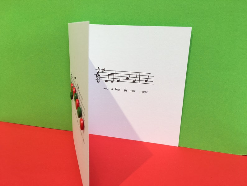 Christmas Card Christmas Music with Button Notes Paper Handmade Greeting Card Carol Religious Christmas Card Holiday Card Etsy UK image 3