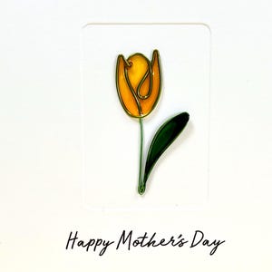 Carte fête des mères - carte d'anniversaire - tulipe métallique - fleur métallique - carte dimanche des mères - pour maman, maman, grand-mère - pour elle - femme - ami