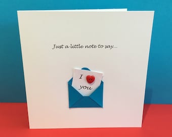 Valentine's Day Card - Cute - Button  - Valentine Card Wedding Anniversary - Husband, Wife, Girlfriend, Boyfriend, for Her, For Him