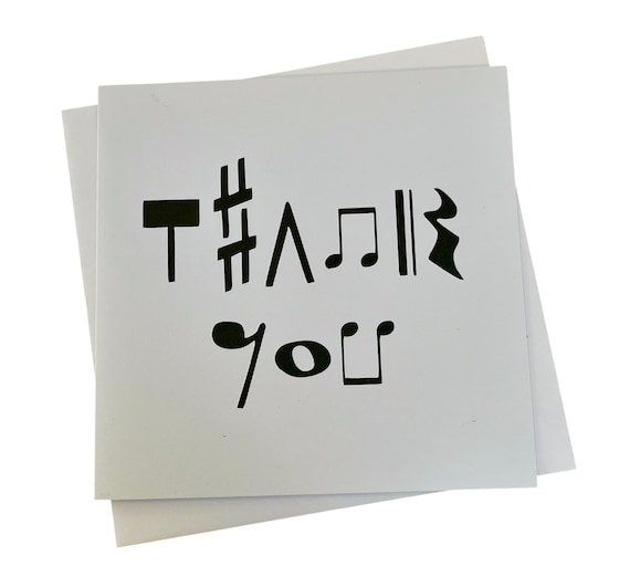 Music Thank You Card - Paper Cut Card - Musical Notes - for Music