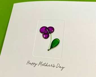 Mother's Day Card - Birthday Card - Wire Rose - Wire Flower - Mothering Sunday Card - for Mum, Mom, Grandmother - for her - Wife - Friend