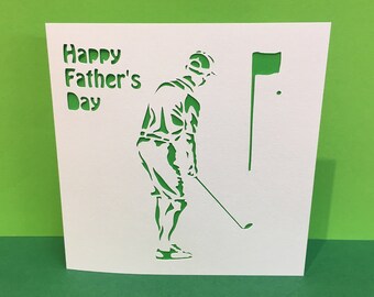 Golf Father's Day Card - Card for a Golfer - Paper Cut - for a Man - Dad, Fathers Day Card