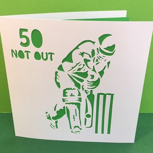 Cricket Geburtstagskarte - Papierschnitt Cricketer - handgemachte Grußkarte 80er, 70er, 60er, 50er, 40er, 30er für einen Mann, Vater, Ehemann, Sohn, Freund