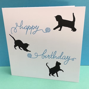 Cat Birthday Card - Paper Cut Cats - Cute Kittens Card - Cat Card - Handmade Greeting Card - Etsy UK