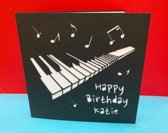 Carte d'anniversaire de piano personnalisée - Pianiste, Classique, clavier, Musique, Papier découpé, Musicien, Merci, Professeur de musique, Carte de fête des Pères