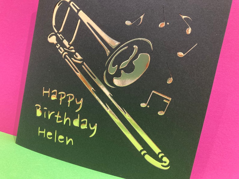 Personalised Trombone Birthday Card Jazz Band Trombonist Etsy