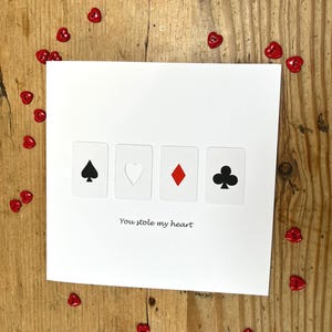 Valentine's Day Card - You Stole My Heart - Paper Cut - Handmade Greeting Card - Poker - Anniversary Card - for Her, For Him, Husband, Wife image 6