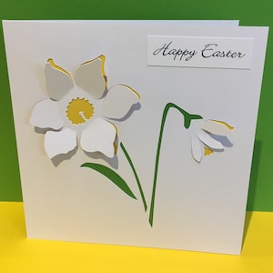 Narzisse Karte - Osterkarte - Muttertagskarte - Geburtstagskarte - Papierschnittblume - Frühlingsblumen - Handgemachter Gruß - Personalisierte Karte
