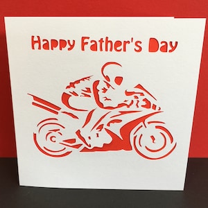 Carte de fête des pères - moto - moto - motard - carte découpée en papier - carte de voeux faite main - carte pour papa - sport