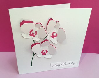 Birthday Card - Mother's Day Card - Orchid Card - Flowers - Personalised Card - Thank You Card - For Her, Mum, Mom, Wife, Girlfriend, Sister