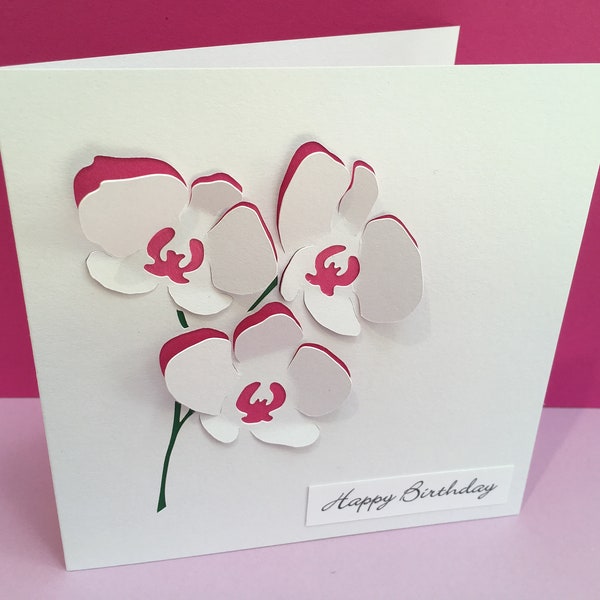 Carte d'anniversaire - carte de fête des mères - carte d'orchidée - fleurs - carte personnalisée - carte de remerciement - pour elle, maman, maman, épouse, petite amie, soeur