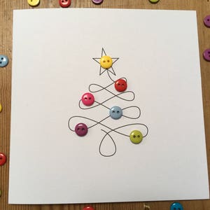 Christmas Card - Christmas Tree with Button Baubles - Paper Handmade Greeting Card - Holiday Card - Etsy UK