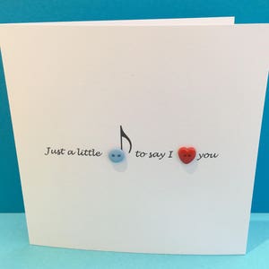 Carte de Saint Valentin - jolie carte bouton - anniversaire de mariage - carte de voeux - musique - mari, femme, petite amie, petit ami, pour elle, lui