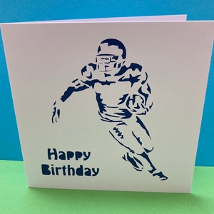 Carte de football américain - joueur de football - carte de voeux faite main - papier découpé - sport, personnalisé, carte d'anniversaire, mari, petit ami, fils