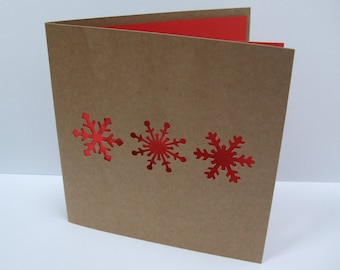 Christmas Card - Paper Cut Snowflakes - Paper Handmade Greeting Card - Holiday Card - Kraft Card - Recycled Card - Christmas Card Set - Pack