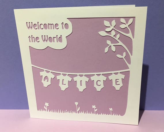 Personalised Handmade New Baby Boy Card Flower