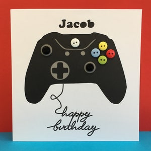 Carte d'anniversaire pour gamer, personnalisée, carte de jeu, carte contrôleur, console de jeux, joyeux anniversaire, carte Xbox, adolescent, enfant, garçon, papier découpé
