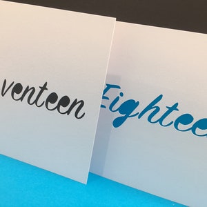 Geburtstagskarte für einen Teenager, Sechzehn, Siebzehn, Achtzehn, Achtzehn, Fünfzehn, Vierzehn, 12., 13., 14., 15., 16., 17., 18.