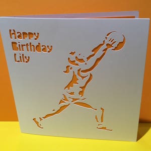 Netball Card Paper Cut Card Handmade Greeting Card Personalised Birthday Card for her Daughter Friend Sport image 1