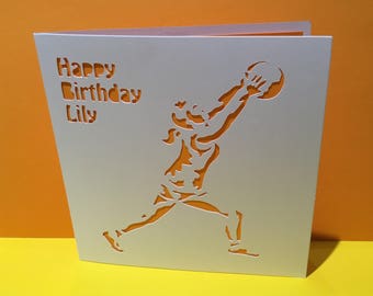 Netball Card - Paper Cut Card - Handmade Greeting Card - Personalised Birthday Card - for her - Daughter - Friend - Sport