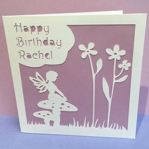 Personalised Fairy Birthday Card for a Child - Fairies,  paper cut, for a girl, niece, daughter, Granddaughter