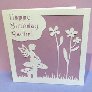 Personalised Fairy Birthday Card for a Child - Fairies,  paper cut, for a girl, niece, daughter, Granddaughter