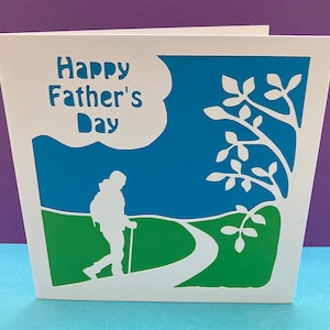 Biglietto per la festa del papà - Escursionismo, passeggiate, escursionismo - Carta ritagliata - Per papà, per lui, per il nonno