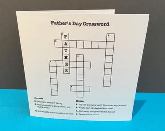 Father's Day Card Crossword - Cryptic Crossword - Crossword Puzzle - Paper Handmade Greeting Card - Card for Dad