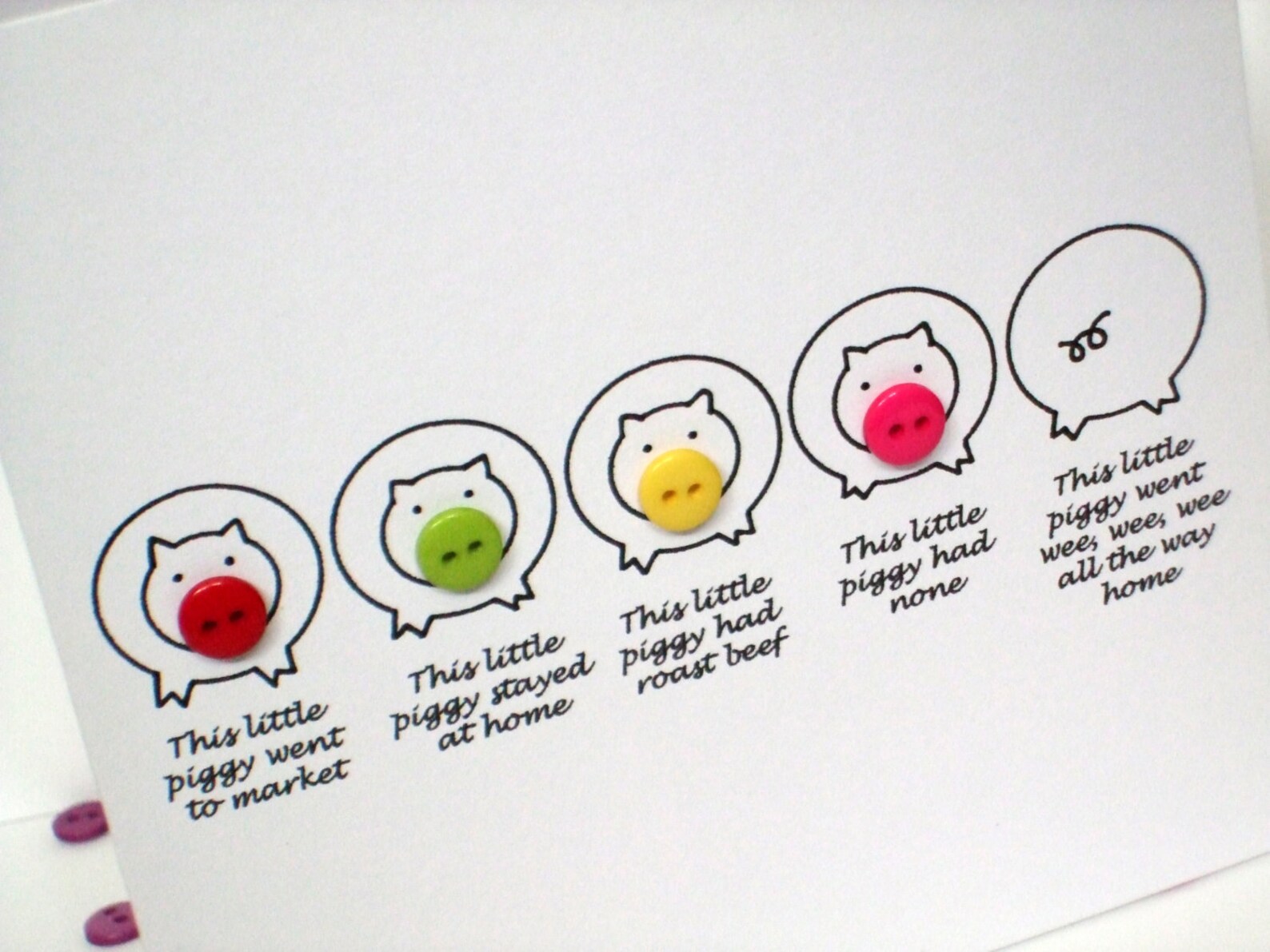 5 Little Pigs Card Piggy Card Nursery Rhyme Card With Etsy