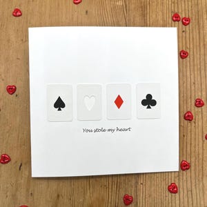 Valentine's Day Card - You Stole My Heart - Paper Cut - Handmade Greeting Card - Poker - Anniversary Card - for Her, For Him, Husband, Wife image 2