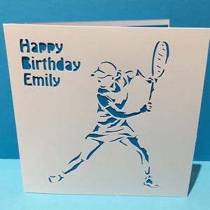 Tennis Card - Paper Cut Card - Birthday Card - Paper Handmade Greeting Card - Blank Card - Personalised Card - Wimbledon- for her, wife