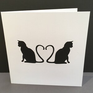 Cat Valentine's Card - Valentine's Day Card - Paper Cut Cats - Handmade Greeting Card - Cat Silhouette - For her - For Him - Girlfriend
