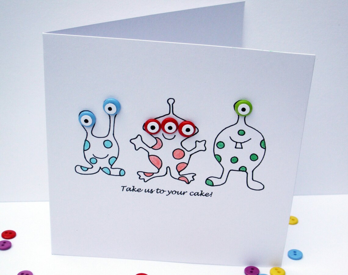 Aliens Birthday Card - Martians Birthday Card - Outer Space Birthday ...