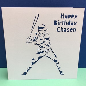 Carte d'anniversaire de baseball - joueur de baseball - sport - carte de voeux faite main pour homme, mari, fils, petit ami - papier découpé - personnalisé