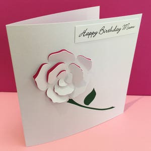 バラの誕生日カード - 母の日カード - 記念日カード - サンキューカード - パーソナライズ - 切り絵 - 妻、ガールフレンド、お母さん、母、姉妹