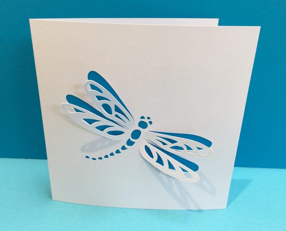 Dragonfly Card Paper Cut Dragonfly Personalised Card Handmade