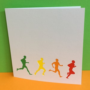 ランニングカード、マラソンカード、ランナー向けカード - 切り絵 - 手作りグリーティングカード - 空白カード - 切り絵 - 彼、彼女、夫、息子へ