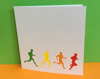 Running Card, Marathon Card, Card For a Runner - Paper Cut - Handmade Greeting Card - Blank Card - Papercut - For him, for her, Husband, Son