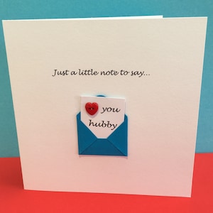 Valentine's Day Card for Husband - Cute - Button  - Valentine Cards for Husband - Wedding Anniversary - Greeting Card - Hubby, for Him