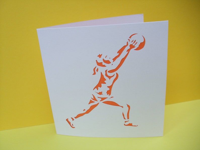 Netball Card Paper Cut Card Handmade Greeting Card Personalised Birthday Card for her Daughter Friend Sport image 2