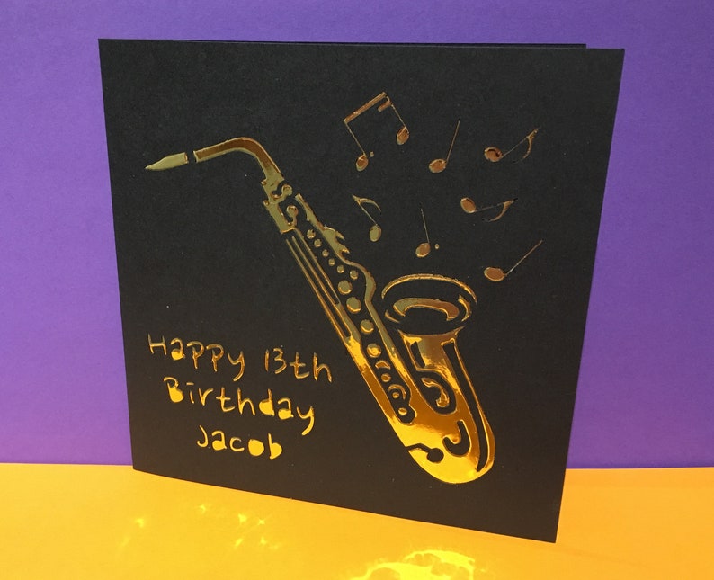 Personalised Saxophone Birthday Card Sax Jazz Band Etsy UK