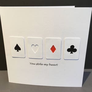 Valentine's Day Card - You Stole My Heart - Paper Cut - Handmade Greeting Card - Poker - Anniversary Card - for Her, For Him, Husband, Wife