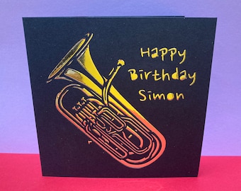 Personalised Euphonium Birthday Card - Brass Band, Orchestra, Music, Paper cut, For him, for her, Musician, Thank you Card, Music Teacher