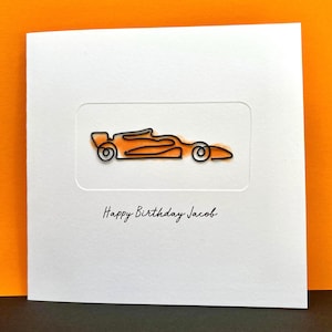 Racing Car Birthday Card  - Personalised -  Wire Racing Car - Card for a Boy - Teenager - Teen - F1 - Motorsports - Formula 1