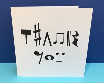 Music Thank you Card - Paper Cut Card - Musical Notes - for Music Teacher - Performer- Music Tutor - Handmade Greeting Card - Etsy UK