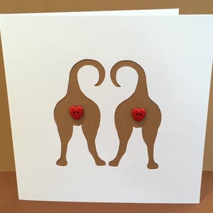Funny Dog Carte de Saint-Valentin - Carte de Saint-Valentin - Chiens découpés en papier - Carte de vœux faite à la main - Carte effrontée - Anniversaire - pour elle - Pour lui