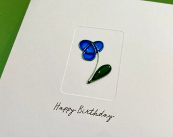 Birthday Card - Mother's Day Card - Wire Rose - Wire Flower - Mothering Sunday Card - for Mum, Mom, Grandmother - for her - Wife - Friend