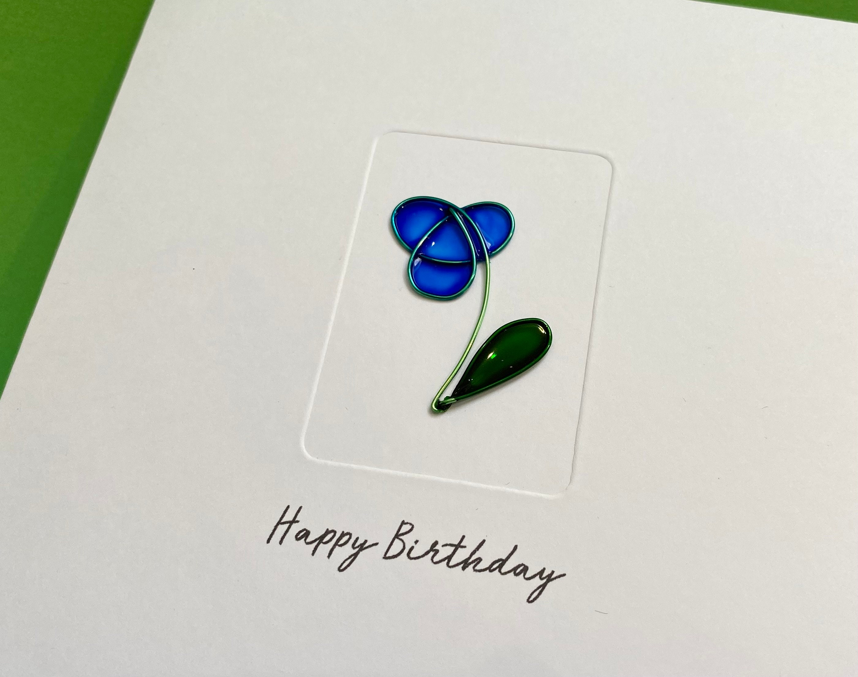 Mother&#39;s Day Card - Birthday Card - Wire Rose - Wire Flower - Mothering Sunday Card - for Mum, Mom, Grandmother - for her - Wife - Friend