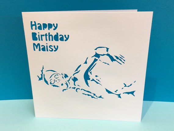 Swimming Card Birthday Card Paper Cut Card Personalised Handmade Blank  Greeting Card for a Swimmer Water Sports Swim Gala Meet 
